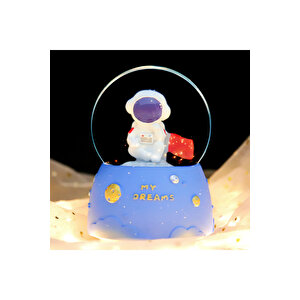 Astronot Büyük Boy Kar Küresi Işıklı, Müzikli, Püskürtmeli, 16x12