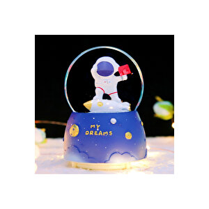 Astronot Büyük Boy Kar Küresi Işıklı, Müzikli, Püskürtmeli, 16x12