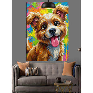Sevimli Kahverengi Köpek Dekoratif Kanvas - Mdf Ahşap Tablo 50x70 cm