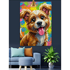 Sevimli Kahverengi Köpek Dekoratif Kanvas - Mdf Ahşap Tablo 50x70 cm
