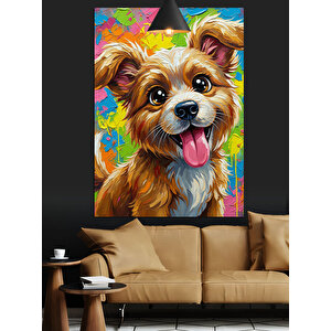 Sevimli Kahverengi Köpek Dekoratif Kanvas - Mdf Ahşap Tablo 50x70 cm