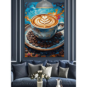 Kahve Fincanında Köpük Sanatı Dekoratif Kanvas - Mdf Ahşap Tablo 70x100 cm