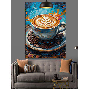 Kahve Fincanında Köpük Sanatı Dekoratif Kanvas - Mdf Ahşap Tablo 70x100 cm