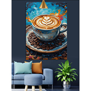 Kahve Fincanında Köpük Sanatı Dekoratif Kanvas - Mdf Ahşap Tablo 70x100 cm