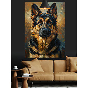 Alman Kurdu Köpek Portresi Dekoratif Kanvas - Mdf Ahşap Tablo 35x50 cm