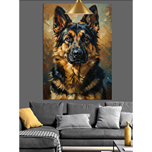 Alman Kurdu Köpek Portresi Dekoratif Kanvas - Mdf Ahşap Tablo 35x50 cm