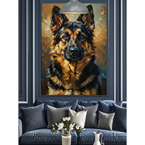 Alman Kurdu Köpek Portresi Dekoratif Kanvas - Mdf Ahşap Tablo 35x50 cm
