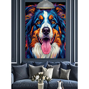 Mutlu Köpek Portresi Dekoratif Kanvas - Mdf Ahşap Tablo 25x35 cm