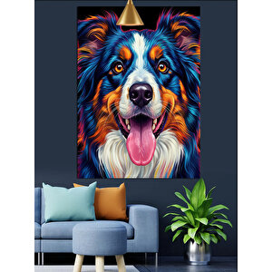 Mutlu Köpek Portresi Dekoratif Kanvas - Mdf Ahşap Tablo 25x35 cm