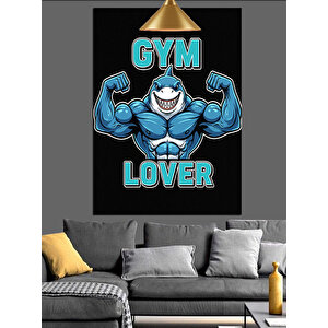 Gym Lover Köpekbalığı Dekoratif Kanvas - Mdf Ahşap Tablo 25x35 cm