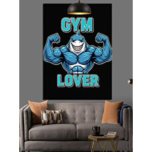 Gym Lover Köpekbalığı Dekoratif Kanvas - Mdf Ahşap Tablo 25x35 cm