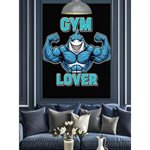 Gym Lover Köpekbalığı Dekoratif Kanvas - Mdf Ahşap Tablo 70x100 cm