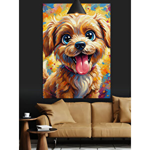 Sevimli Köpek Portresi Dekoratif Kanvas - Mdf Ahşap Tablo 25x35 cm
