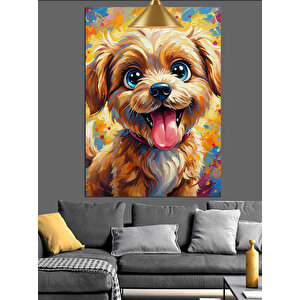 Sevimli Köpek Portresi Dekoratif Kanvas - Mdf Ahşap Tablo 25x35 cm