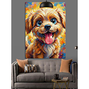 Sevimli Köpek Portresi Dekoratif Kanvas - Mdf Ahşap Tablo 25x35 cm