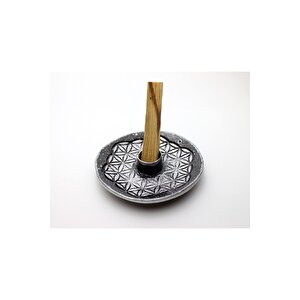 Vivusin El Yapımı Yaşam Çiçeği Seramik Palo Santo Tütsülük  Siyah Gümüş