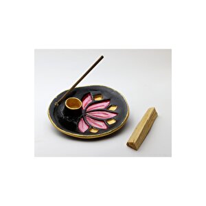 Vivusin El Yapımı Lotus Seramik Palo Santo Tütsülük Siyah