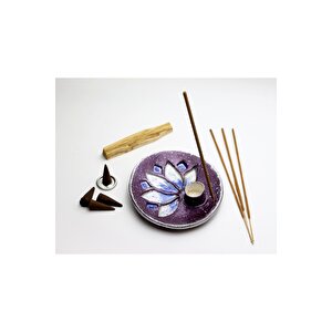 Vivusin El Yapımı Lotus Seramik Palo Santo Tütsülük Mürdüm