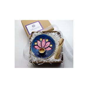 Vivusin El Yapımı Lotus Seramik Palo Santo Tütsülük Mavi