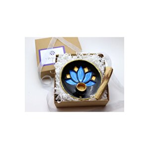 Vivusin El Yapımı Lotus Seramik Palo Santo Tütsülük Siyah Mavi