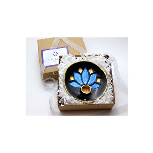 Vivusin El Yapımı Lotus Seramik Palo Santo Tütsülük Siyah Mavi