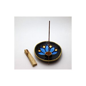 Vivusin El Yapımı Lotus Seramik Palo Santo Tütsülük Siyah Mavi