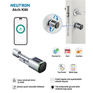Neutron Ntl-sc-02fkpw Parmak Izi, Anahtarlı, Tuşlu, Kartlı Ve Uzaktan Kontrollü Akıllı Kapı Kilidi