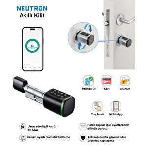 Neutron Ntl-sc-02fkpb Parmak İzi, Anahtarlı, Tuşlu, Kartlı Ve Uzaktan Kontrollü Akıllı Kapı Kilidi
