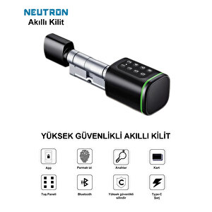 Neutron Ntl-sc-02fkpb Parmak İzi, Anahtarlı, Tuşlu, Kartlı Ve Uzaktan Kontrollü Akıllı Kapı Kilidi