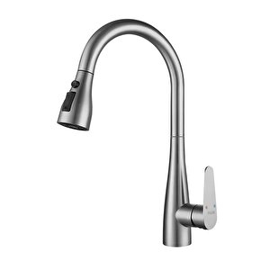 Spiralli Eviye Bataryası Pull Down 3 Fonksiyonlu Fırçalanmış Nikel Kte125-br