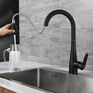 Spiralli Eviye Bataryası Pull Down 3 Fonksiyonlu Siyah Kte125-b