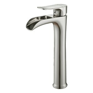 Yüksek Çanak Lavabo Bataryası Şelale Fırçalanmış Nikel Ksl112-br