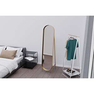 Cowen Ayaklı Dekoratif Ayna 179×41cm – Gold Metal Yapı