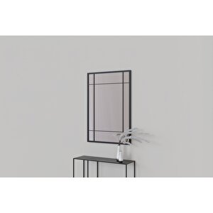 Medio Dekoratif Ayna 97×67 Cm – Siyah Metal Çerçeve