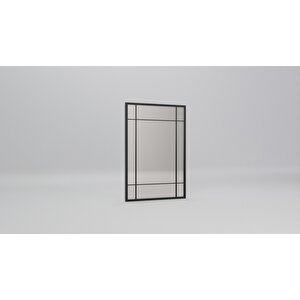 Medio Dekoratif Ayna 97×67 Cm – Siyah Metal Çerçeve