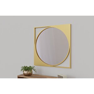 Fernin Dekoratif Ayna 76×76 Cm – Metal Çerçeve Gold