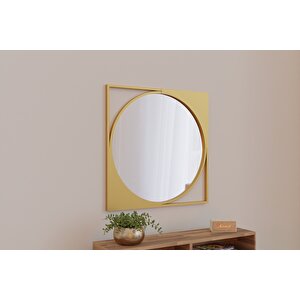 Fernin Dekoratif Ayna 76×76 Cm – Metal Çerçeve Gold