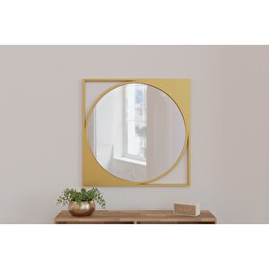 Fernin Dekoratif Ayna 76×76 Cm – Metal Çerçeve Gold