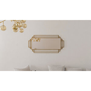 Nadia Dekoratif Ayna 120×60 Cm – Gold Metal Çerçeve