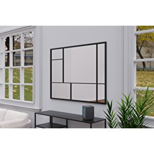 Fibo Dekoratif Ayna 120×90 Cm – Siyah Metal Çerçeve