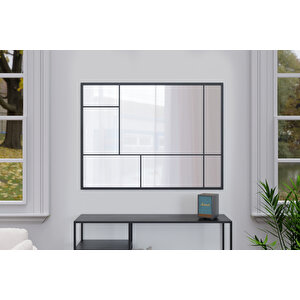 Fibo Dekoratif Ayna 120×90 Cm – Siyah Metal Çerçeve