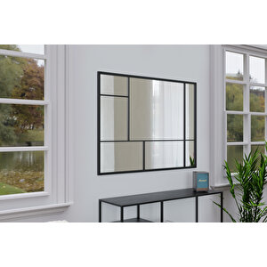 Fibo Dekoratif Ayna 120×90 Cm – Siyah Metal Çerçeve