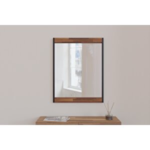 Elm Dekoratif Ayna 70×90 Cm – Metal & Ahşap Detaylı