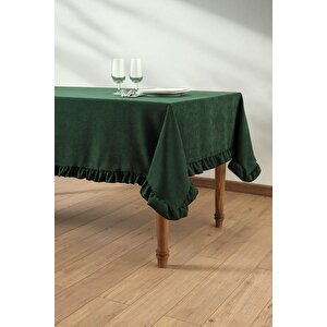 Venedik Fırfırlı Masa Örtüsü Yeşil 150x250 Cm