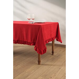 Venedik Fırfırlı Masa Örtüsü Kırmızı 150x220 Cm