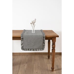 Selendi Fırfırlı Runner Siyah 50x150 Cm