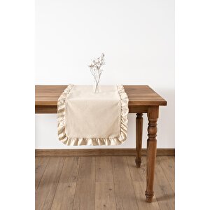 Selendi Fırfırlı Runner Bej 50x150 Cm