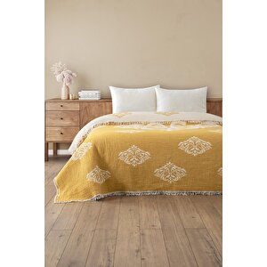 Barok Müslin Yorgan/Yatak Örtüsü Hardal 220x240 Cm