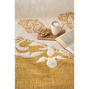 Barok Müslin Yorgan/Yatak Örtüsü Hardal 220x240 Cm