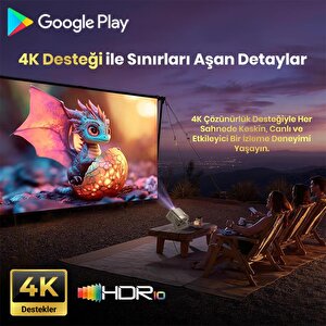 Vankyo Aurzen Boom Mini Android Google Tv 4k Destekli Projeksiyon Cihazı +hdr10+tof Auto Focus+tof Auto Keystone+6g Wifi+6.1bt+20w
